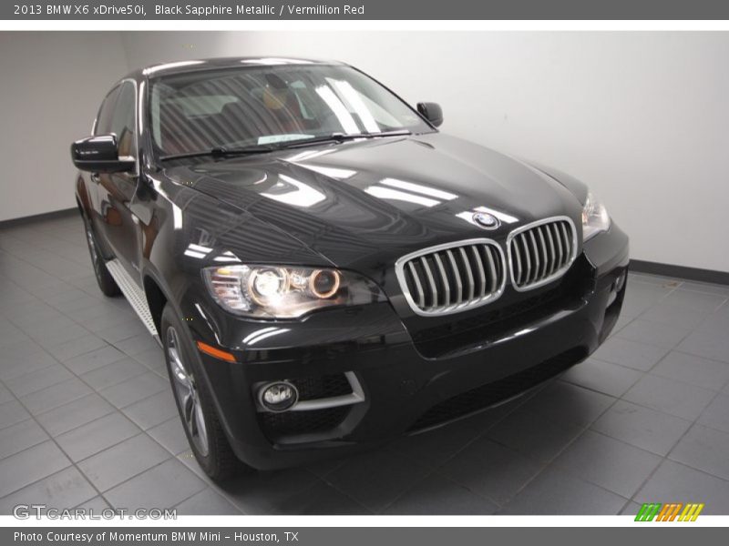 Black Sapphire Metallic / Vermillion Red 2013 BMW X6 xDrive50i