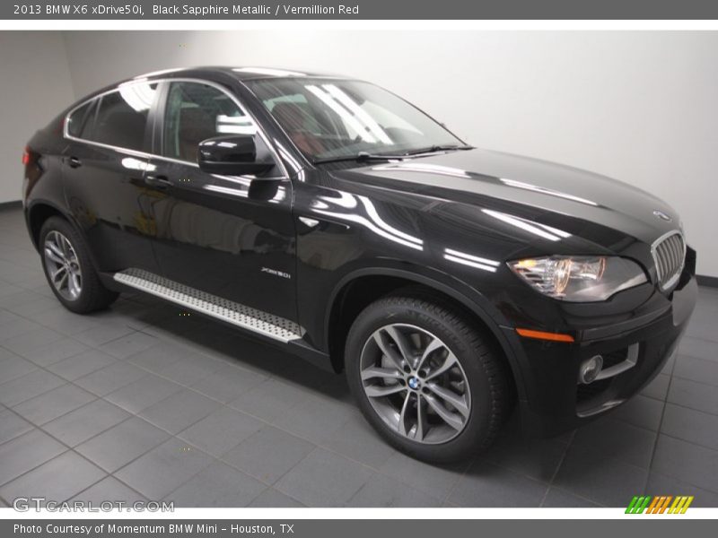 Black Sapphire Metallic / Vermillion Red 2013 BMW X6 xDrive50i