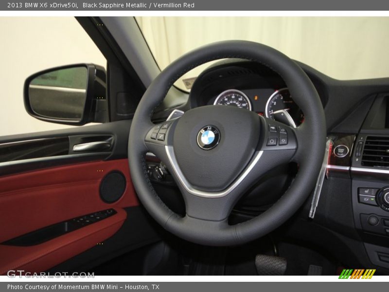 Black Sapphire Metallic / Vermillion Red 2013 BMW X6 xDrive50i