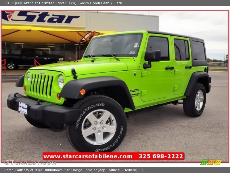 Gecko Green Pearl / Black 2013 Jeep Wrangler Unlimited Sport S 4x4