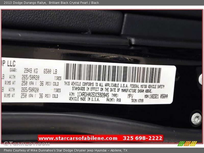 Brilliant Black Crystal Pearl / Black 2013 Dodge Durango Rallye