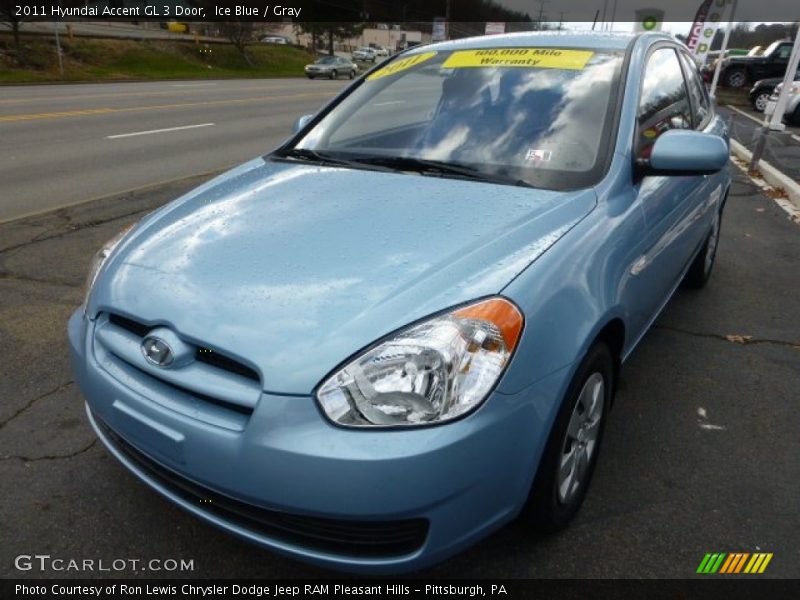 Ice Blue / Gray 2011 Hyundai Accent GL 3 Door