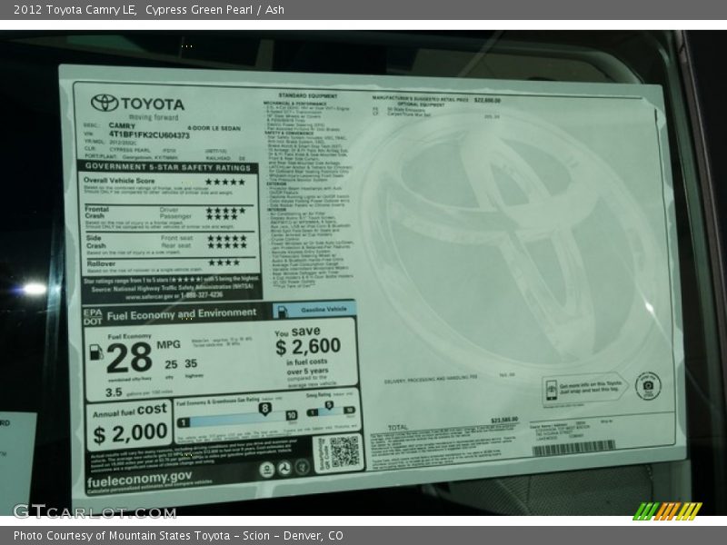 Cypress Green Pearl / Ash 2012 Toyota Camry LE