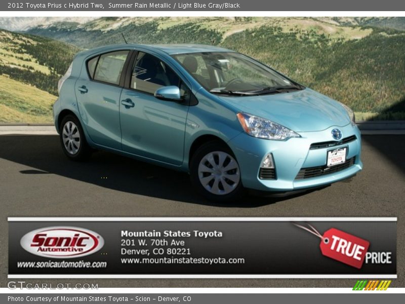 Summer Rain Metallic / Light Blue Gray/Black 2012 Toyota Prius c Hybrid Two