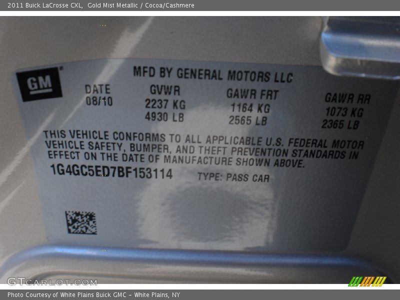 Gold Mist Metallic / Cocoa/Cashmere 2011 Buick LaCrosse CXL