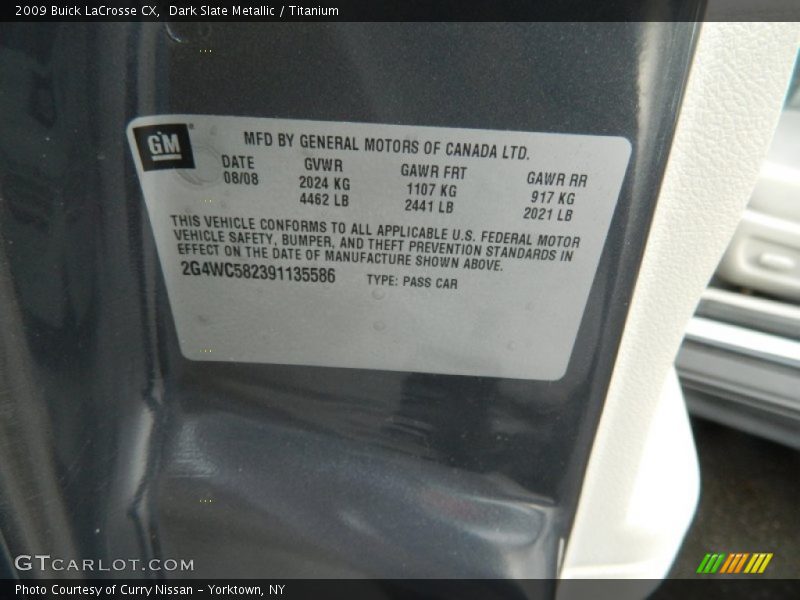 Dark Slate Metallic / Titanium 2009 Buick LaCrosse CX