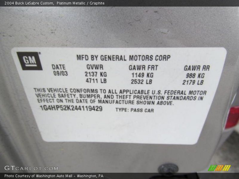Platinum Metallic / Graphite 2004 Buick LeSabre Custom