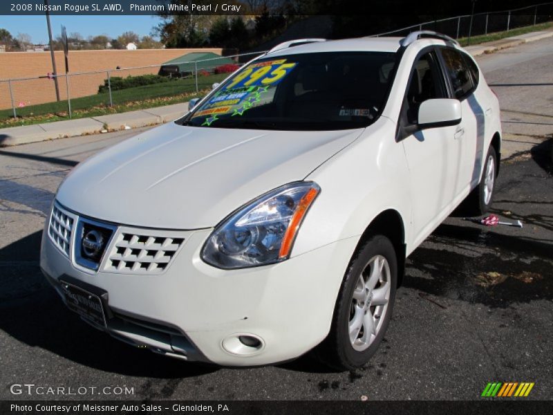 Phantom White Pearl / Gray 2008 Nissan Rogue SL AWD