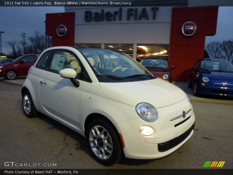 Bianco (White) / Marrone/Avorio (Brown/Ivory) 2013 Fiat 500 c cabrio Pop
