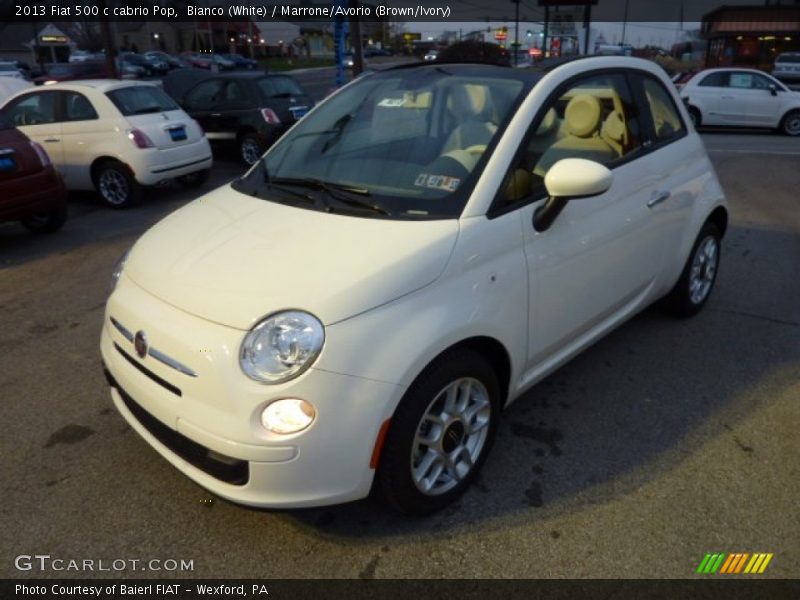 Bianco (White) / Marrone/Avorio (Brown/Ivory) 2013 Fiat 500 c cabrio Pop