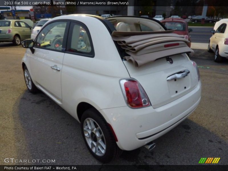 Bianco (White) / Marrone/Avorio (Brown/Ivory) 2013 Fiat 500 c cabrio Pop