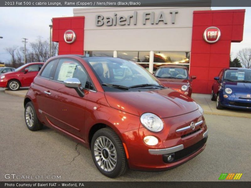 Rame (Copper) / Nero/Nero (Black/Black) 2013 Fiat 500 c cabrio Lounge