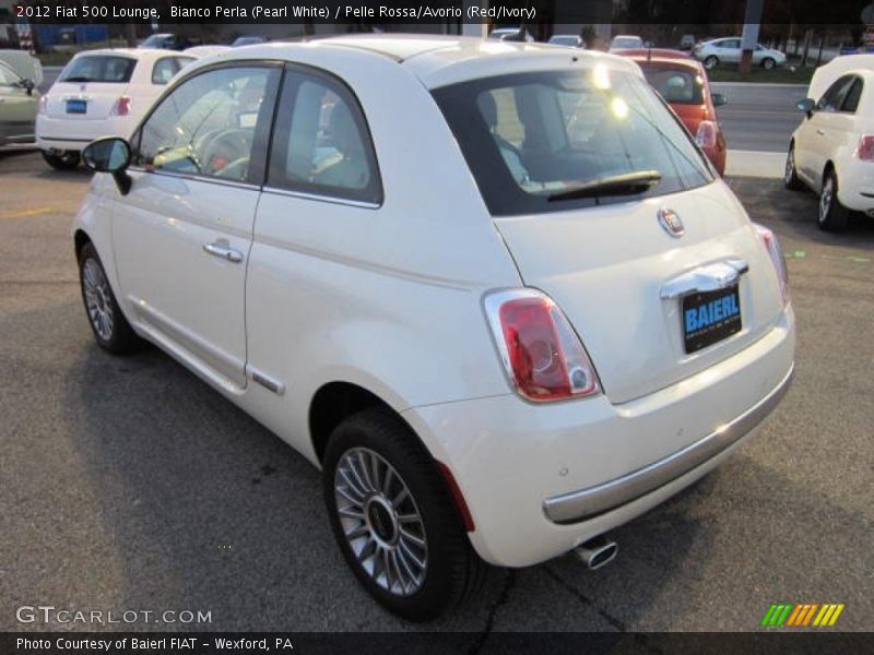 Bianco Perla (Pearl White) / Pelle Rossa/Avorio (Red/Ivory) 2012 Fiat 500 Lounge