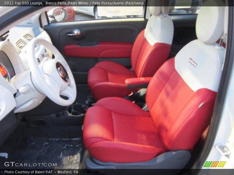 Bianco Perla (Pearl White) / Pelle Rossa/Avorio (Red/Ivory) 2012 Fiat 500 Lounge