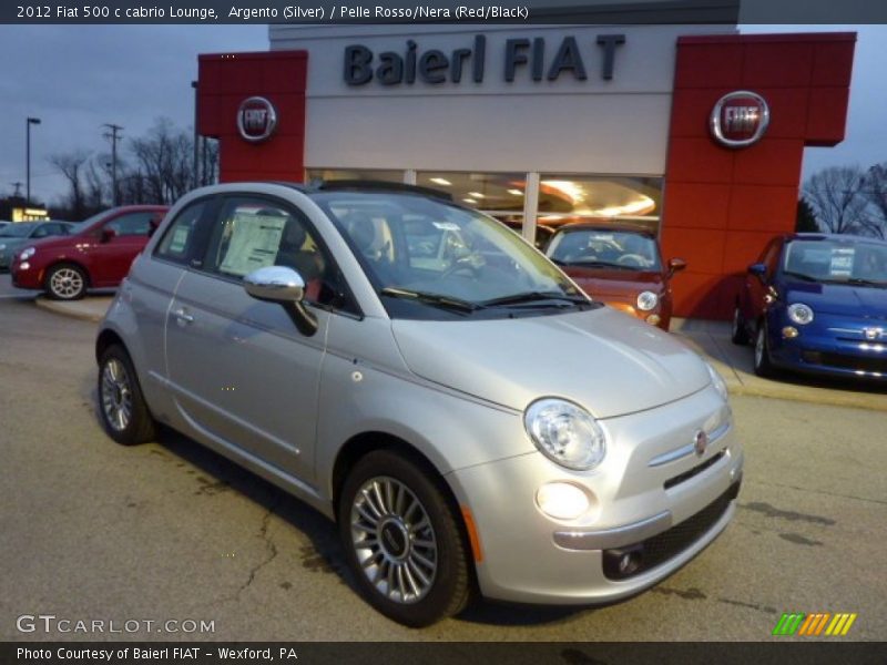 Argento (Silver) / Pelle Rosso/Nera (Red/Black) 2012 Fiat 500 c cabrio Lounge