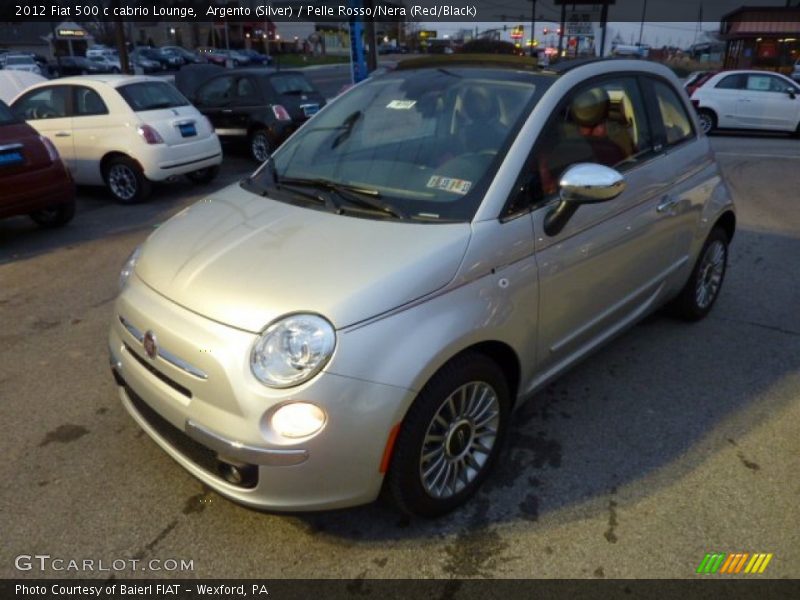 Argento (Silver) / Pelle Rosso/Nera (Red/Black) 2012 Fiat 500 c cabrio Lounge