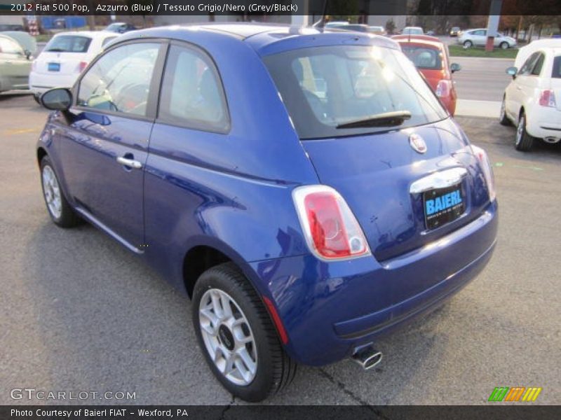 Azzurro (Blue) / Tessuto Grigio/Nero (Grey/Black) 2012 Fiat 500 Pop