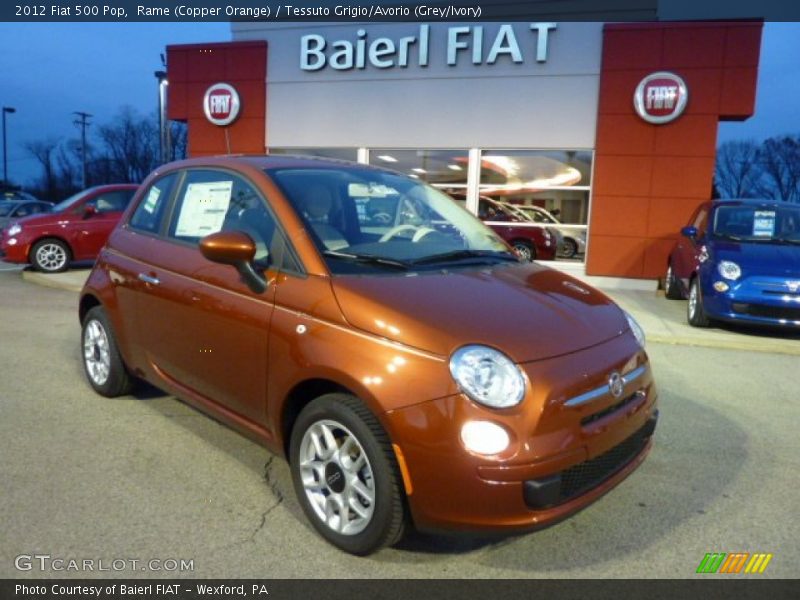 Rame (Copper Orange) / Tessuto Grigio/Avorio (Grey/Ivory) 2012 Fiat 500 Pop