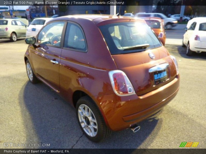 Rame (Copper Orange) / Tessuto Grigio/Avorio (Grey/Ivory) 2012 Fiat 500 Pop