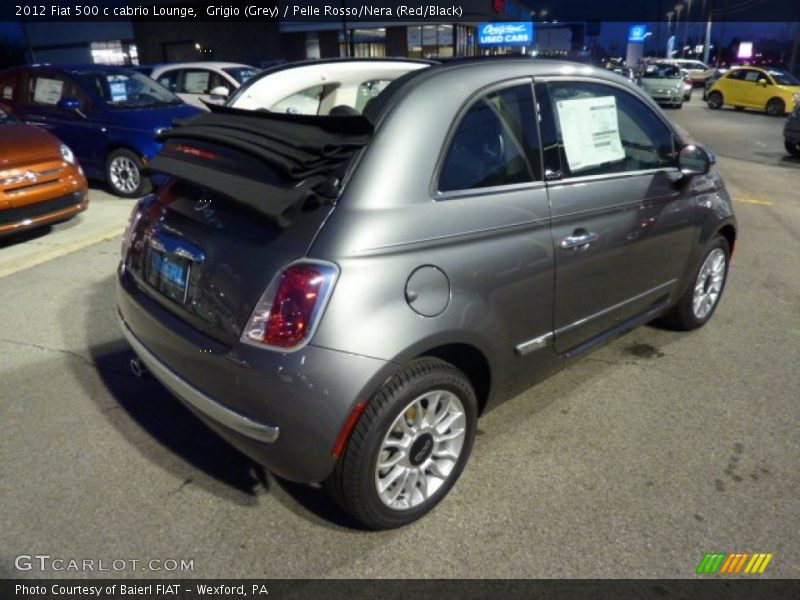 Grigio (Grey) / Pelle Rosso/Nera (Red/Black) 2012 Fiat 500 c cabrio Lounge