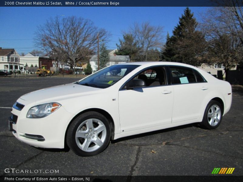 White / Cocoa/Cashmere Beige 2008 Chevrolet Malibu LS Sedan