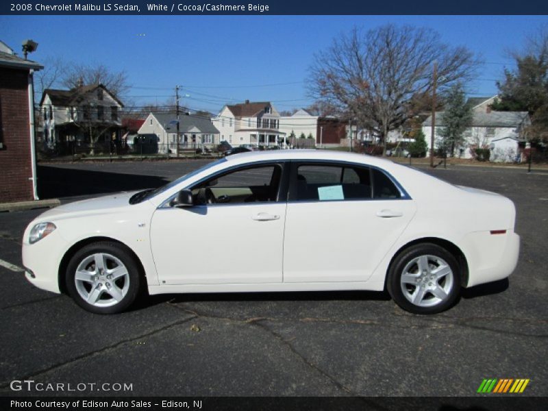 White / Cocoa/Cashmere Beige 2008 Chevrolet Malibu LS Sedan