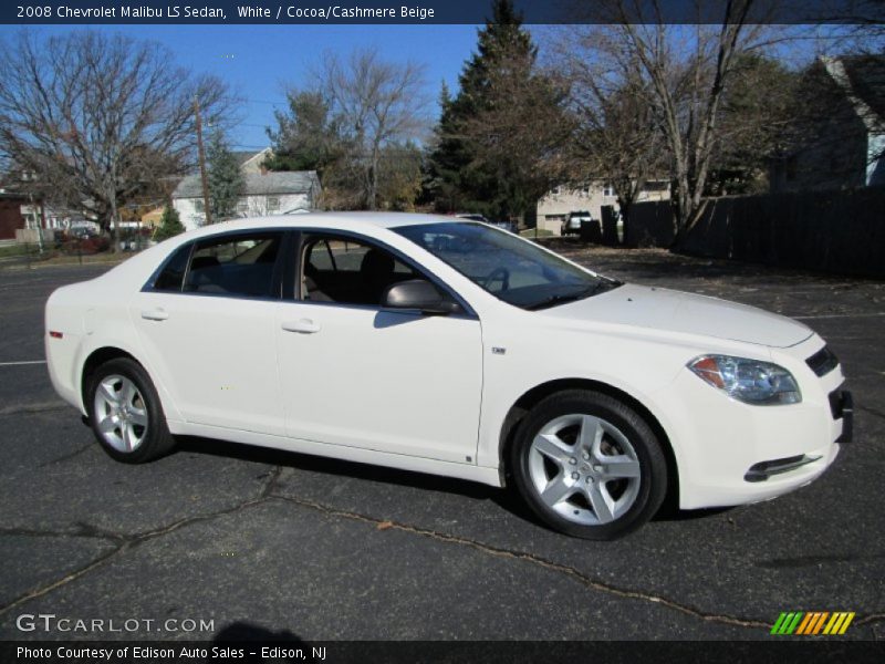 White / Cocoa/Cashmere Beige 2008 Chevrolet Malibu LS Sedan