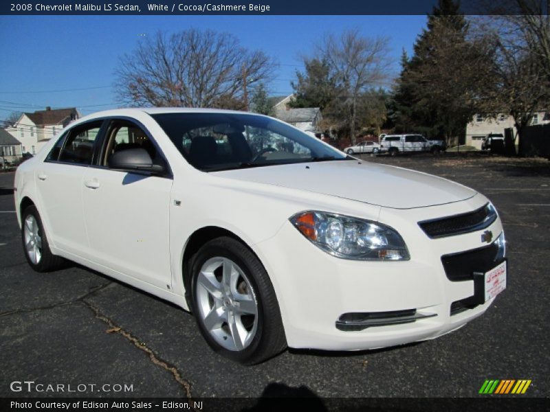 White / Cocoa/Cashmere Beige 2008 Chevrolet Malibu LS Sedan