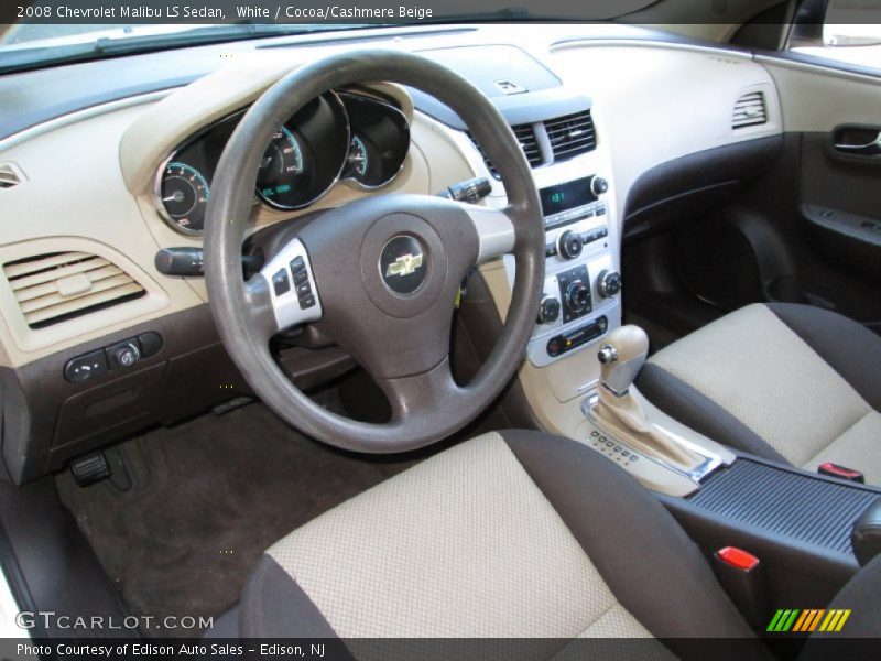 White / Cocoa/Cashmere Beige 2008 Chevrolet Malibu LS Sedan
