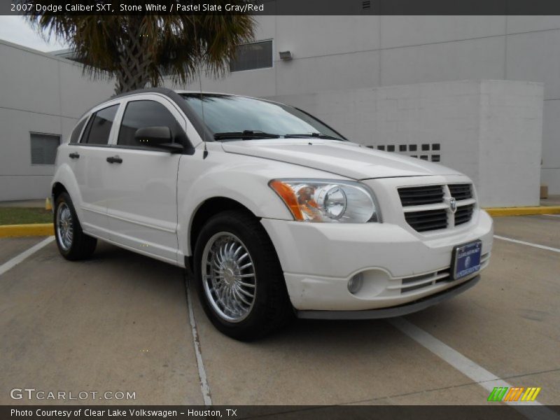 Stone White / Pastel Slate Gray/Red 2007 Dodge Caliber SXT