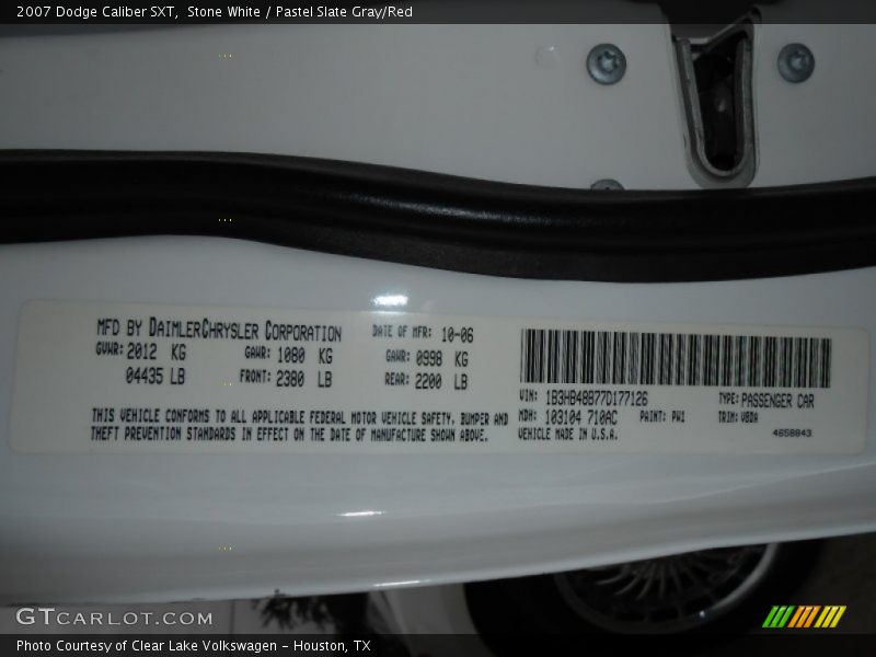 Stone White / Pastel Slate Gray/Red 2007 Dodge Caliber SXT