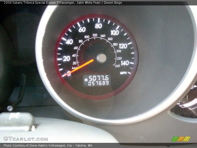 Satin White Pearl / Desert Beige 2009 Subaru Tribeca Special Edition 7 Passenger