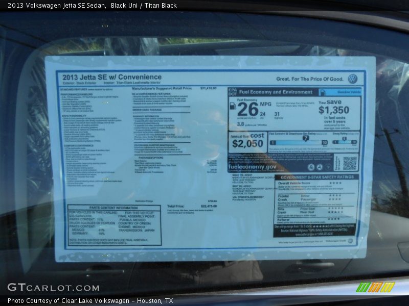 Black Uni / Titan Black 2013 Volkswagen Jetta SE Sedan