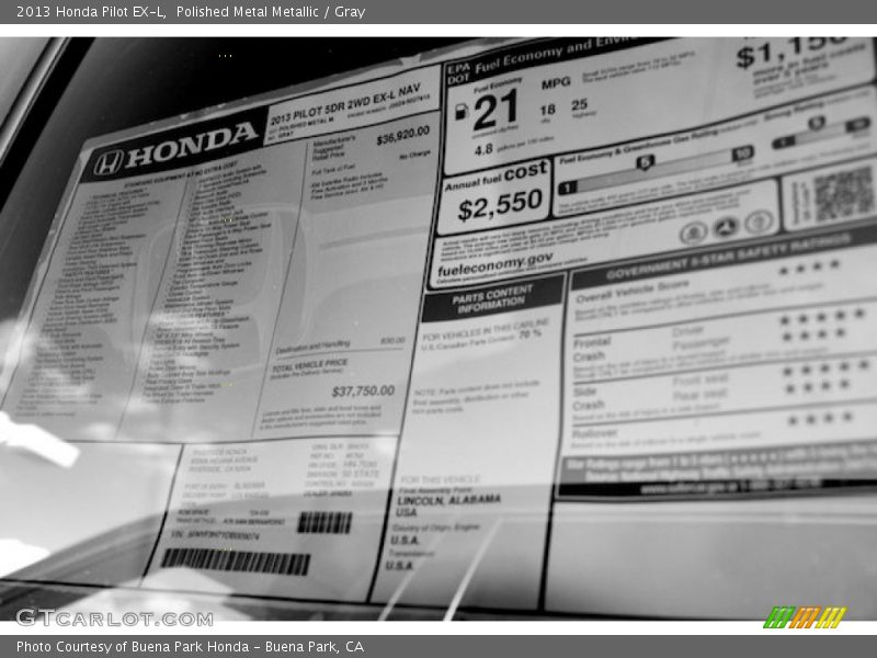 Polished Metal Metallic / Gray 2013 Honda Pilot EX-L