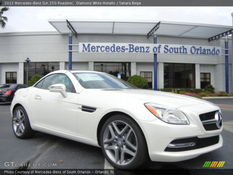 Diamond White Metallic / Sahara Beige 2013 Mercedes-Benz SLK 250 Roadster