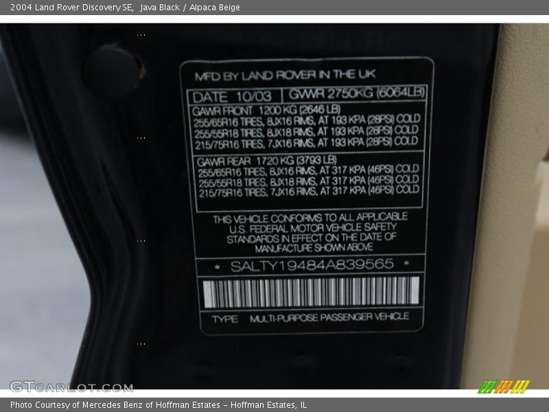 Java Black / Alpaca Beige 2004 Land Rover Discovery SE