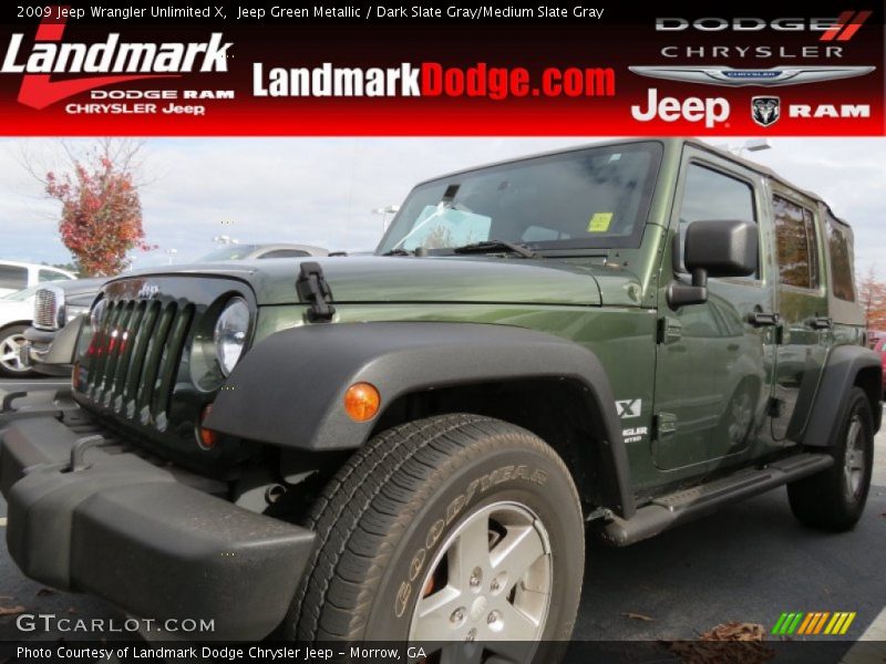 Jeep Green Metallic / Dark Slate Gray/Medium Slate Gray 2009 Jeep Wrangler Unlimited X