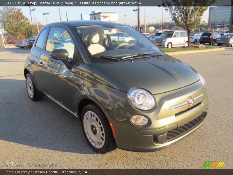 Verde Oliva (Green) / Tessuto Marrone/Avorio (Brown/Ivory) 2012 Fiat 500 Pop