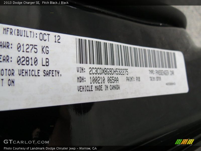 Pitch Black / Black 2013 Dodge Charger SE