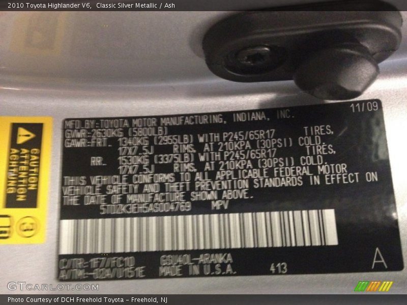 Classic Silver Metallic / Ash 2010 Toyota Highlander V6
