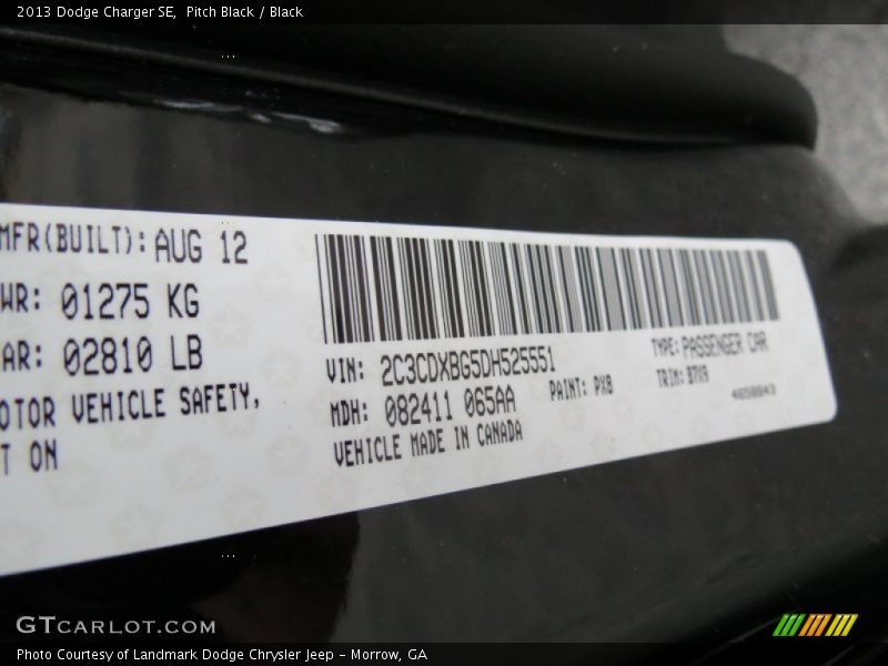 Pitch Black / Black 2013 Dodge Charger SE