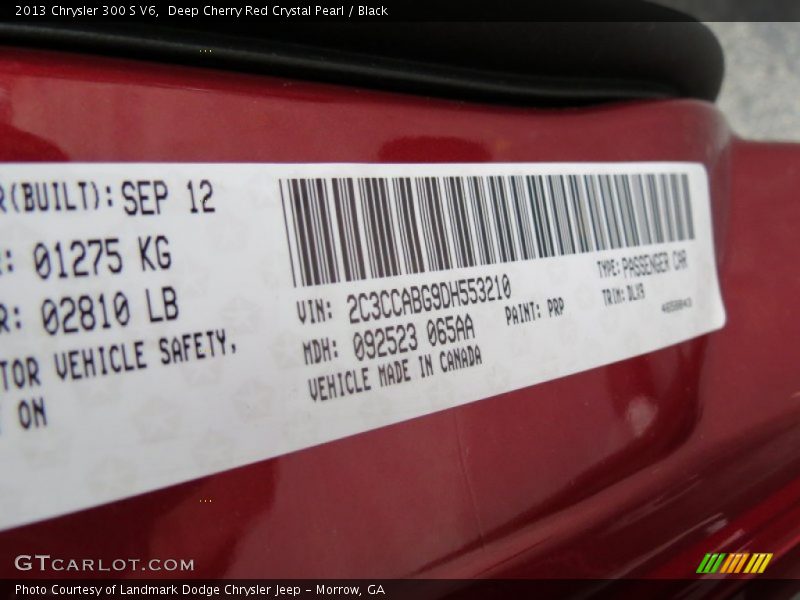 Deep Cherry Red Crystal Pearl / Black 2013 Chrysler 300 S V6