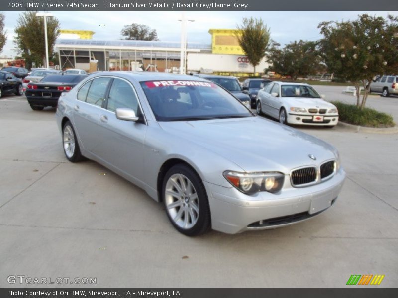 Titanium Silver Metallic / Basalt Grey/Flannel Grey 2005 BMW 7 Series 745i Sedan