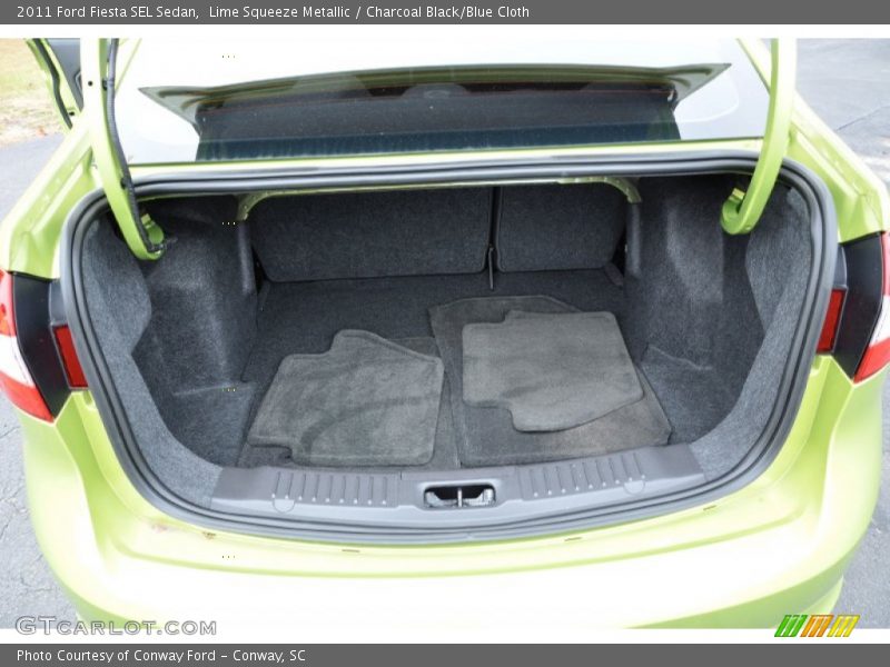 Lime Squeeze Metallic / Charcoal Black/Blue Cloth 2011 Ford Fiesta SEL Sedan