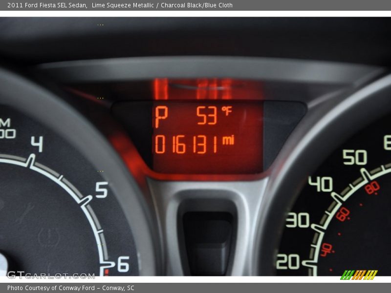 Lime Squeeze Metallic / Charcoal Black/Blue Cloth 2011 Ford Fiesta SEL Sedan