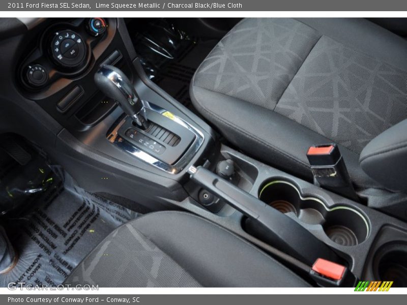 Lime Squeeze Metallic / Charcoal Black/Blue Cloth 2011 Ford Fiesta SEL Sedan