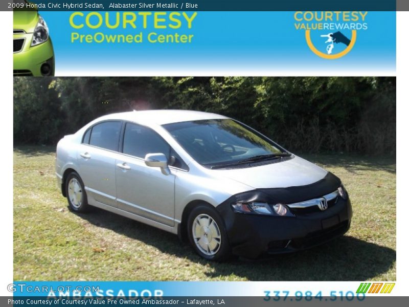 Alabaster Silver Metallic / Blue 2009 Honda Civic Hybrid Sedan