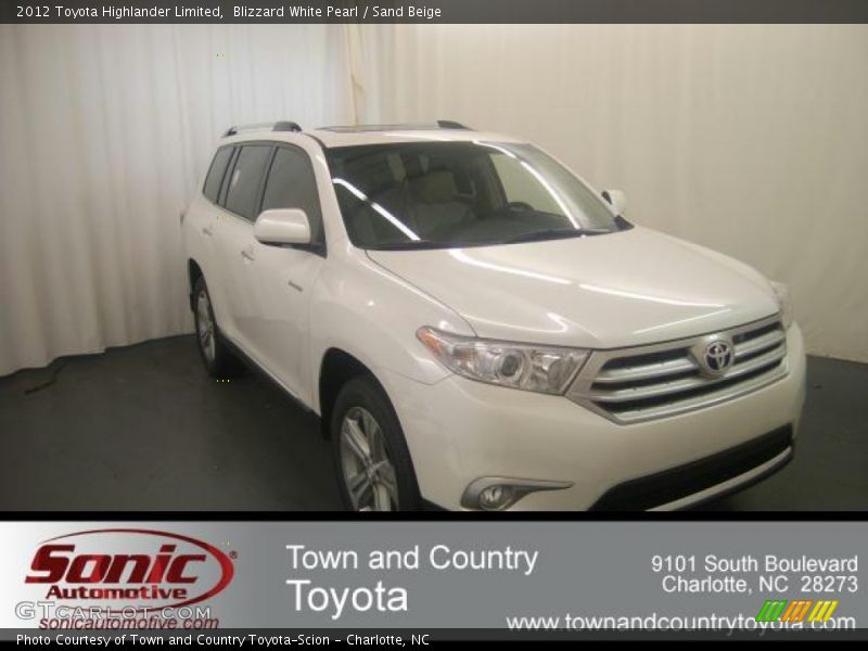 Blizzard White Pearl / Sand Beige 2012 Toyota Highlander Limited