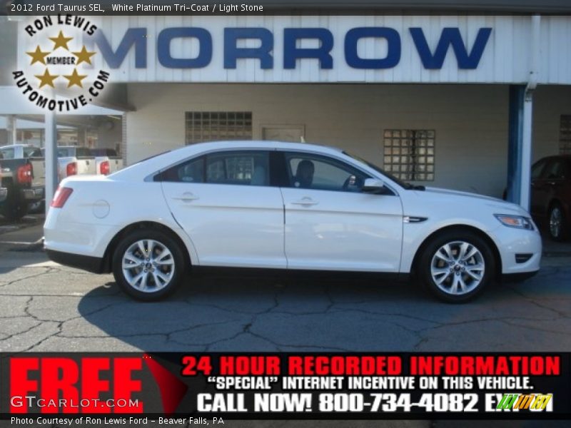 White Platinum Tri-Coat / Light Stone 2012 Ford Taurus SEL