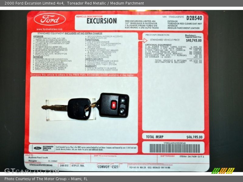  2000 Excursion Limited 4x4 Window Sticker